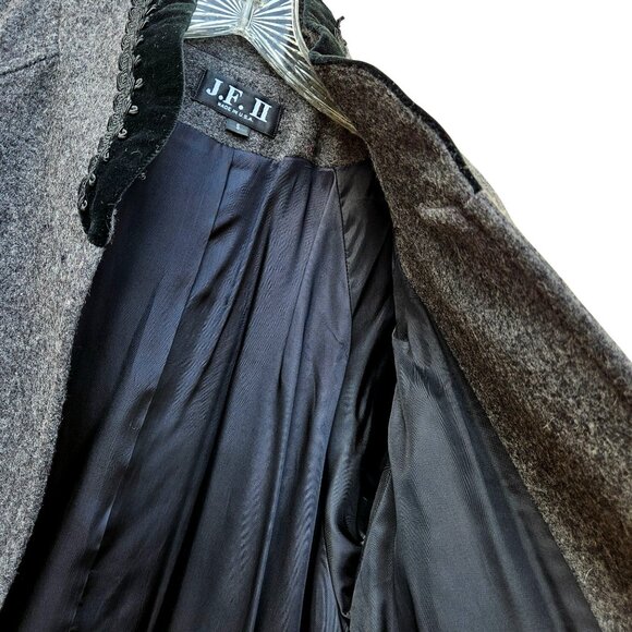 1980s Gray Wool Swing Car Coat w Velvet Trim NWT Volup 2X - Picture 13 of 15